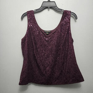 Ignite evenings women's blouse tank top size 14W red lace sequin